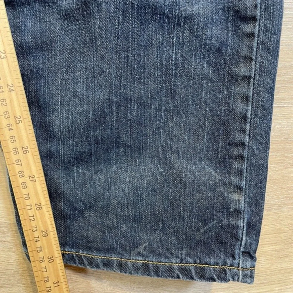 Levis Jeans Mens Size 38x32‎ Blue 514 Flap Pocket Distressed Straight Dark Wash